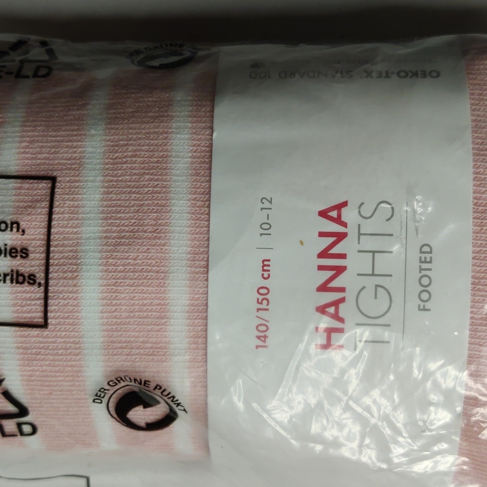 Hanna Andersson Pink and White Footed Tights Size 140/150 10-12 Nwt - Picture 2 of 6